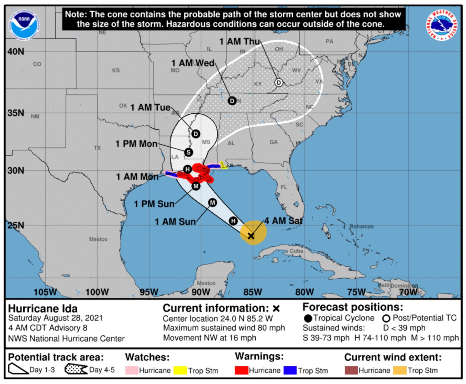 Central Mississippi could get heavy rain, wind next week from Hurricane Ida